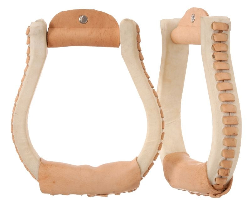 1” Flat Bottom Rawhide Oxbow Western Saddle Stirrups
