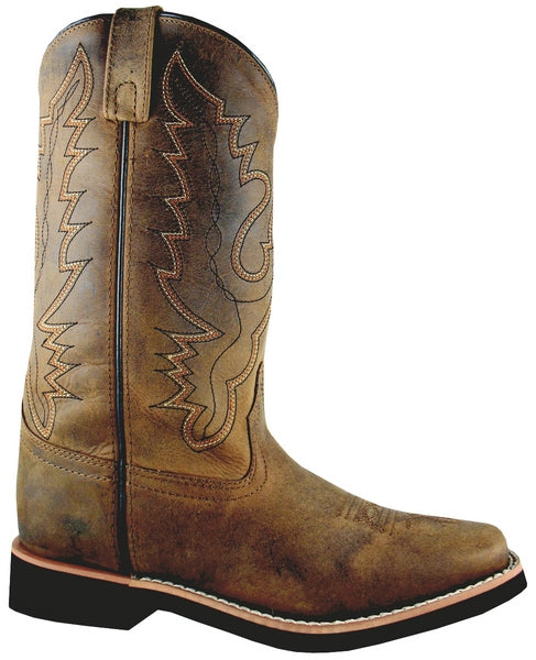 Smoky Mountain Women's Napa Leather Square Toe Boots - Brown Casual/Work Boots With Block Heel